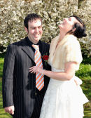 Joe & Nicky Mulchrone Share a laugh after their wedding ceremony 