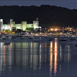 Conwy Castle. Night Harbour.