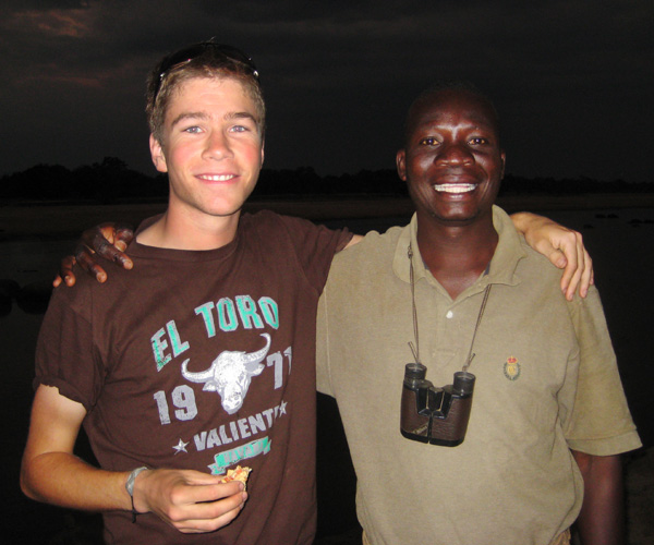 Mwela and me on the bank of the Luangwa River, Zambia, in August 2007. Photo credit: Gordon M. Buchanan.