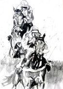 Original charcoal and watercolour: National Hunt