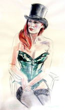 Top Hat and Green corset: life drawing 