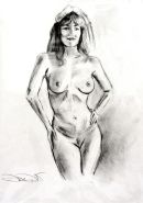 Life nude with vintage hat
