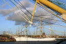 Statsraad Lehmkuhl Dock 2  under the bowsprit of Russian Tall Ship 