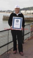 PICS SHOW; ROGER ALLSOPP THE OLDEST CHANNEL SWIMMER OF ALL TIME AT DOVER TODAY AFTER HIS CHANNEL SWIM OF 17HOURS 51 MINS