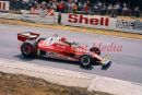 PIC SHOWS:- NIKI LAUDA IN A FERRARI AT BRANDS HATCH 11.7.76