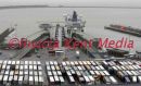 DOVER DOCKS WITH LORRIES QUEING TO GET ON FERRIES AFTER BAD WEATHER