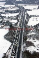 PICS SHOW;KENT IN THE SNOW FROM THE AIR.  TRAFFIC CHAOS ON THE M20