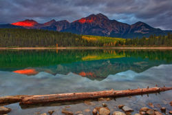 Pyramid mountain and Patricia lake, Alberta