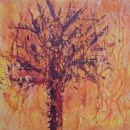 Burgundy tree, orange background
