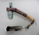 'Story knife', serpentine, wood, copper, etc, l.35cm