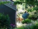 Fish sculpture in garden.