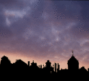 * Brussel's skyline at sunset.