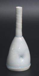 Thrown porcelain bud vase. 18cm (approx).
