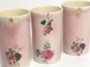 Cast porcelain rose beakers. 9cm.