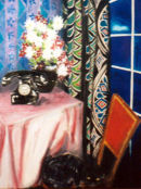 Red chair black cat. Sold
